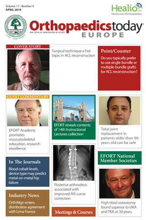 EFORT Orthopaedics Today Europe: Volume 17 – Issue no. 04 | April 2014 EFORT Orthopaedics Today Europe: Volume 17 – Issue no. 04 | April 2014