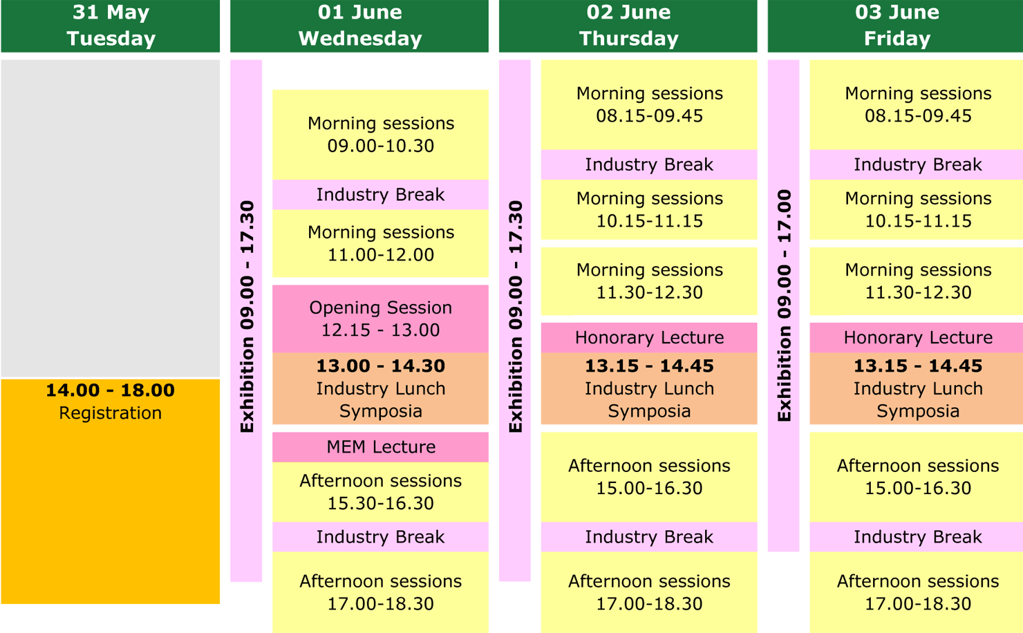 General Congress Schedule