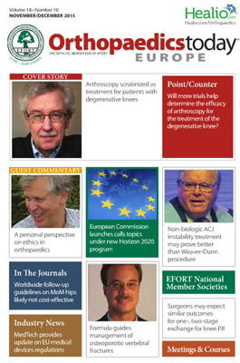 EFORT Orthopaedics Today Europe: Volume 18 | Issue no. 10 | November-December 2015
